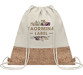 Personalised Cedar Natural Cotton Cork Drawstring Bags with your logo at GoPromotional