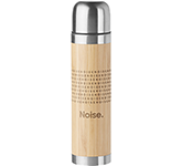 Logo branded Sherwood 400ml Bamboo Stainless Steel Vacuum Flasks for greener promotions at GoPromotional