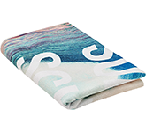 Bespoke printed Santorini Bespoke Repreve RPET Recycled Beach Towels for summer promotions at GoPromotional