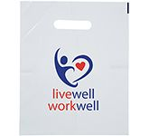 Small White Biodegradable Carrier Bags with company logo printing for events and shows