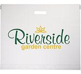 White Wide Biodegradable Carrier Bags logo printed with a corporate design at Gopromotional