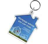 Full colour printed House Shaped Acrylic Plastic Keyrings for property and housing promotions