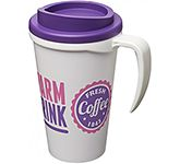 Americano Grande 350ml Travel Mugs with a white handle for corporate promotions