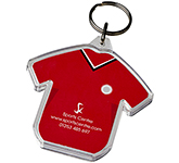 Custom T-Shirt Shaped Acrylic Keyrings personalised with your logo for sporting promo giveaways