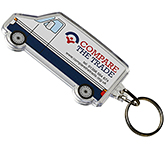 Van Shaped Acrylic Plastic Keyrings for transport business giveaways at GoPromotional