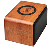 Lexicon Wooden 3W Bluetooth Speakers With Wireless Charging Pads featuring your logo and message at GoPromotional