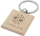 Branded Clydach Square Beech Wood Keyrings perfect for eco-friendly promotions