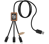 SCX Design C29 Recycled Light Up Bamboo Charging Cables engraved with your logo at GoPromotional
