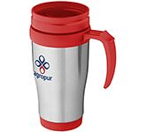 Branded Aston 400ml Stainless Steel Travel Mugs for business promotions at GoPromotional