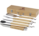 Logo printed Wharfdale 5 Piece Bamboo Barbecue Sets for summer promotions