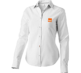Custom embroidered Vaillant Long Sleeve Womens Oxford Shirts with a business logo for trade show and event staff apparel