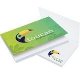 A7 Covered Sticky Notes branded with a business logo for event giveaways