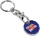 Pound Trolley Coin Keyrings die stamped with your logo at GoPromotional