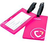 Large Branded 2D Soft PVC Luggage Tags in many colours with company logos