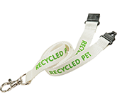 15mm Recycled PET Lanyards branded with a business logo for eco-conscious promotions