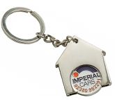House Shaped Trolley Coin Keychains for estate agents and housing associations die stamped with your logo