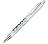 Vogue Metal Mechanical Pencils in silver witih a screen printed company logo