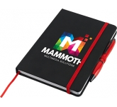 Noir Colourburst A5 Soft Feel Notebook & Contour Pen logo branded for corporate promotions at GoPromotional
