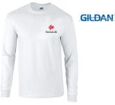 Low cost printed Gildan Ultra Long Sleeved T-Shirts in white