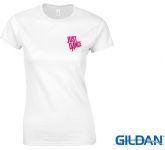 White Gildan Softstyle Ringspun Women's T-Shirts printed with your design