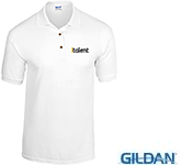 Gildan DryBlend Jersey Knit Polos in white printed with your corporate logo