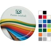 Promotional Round PVC Coasters printed with corporate design at GoPromotional
