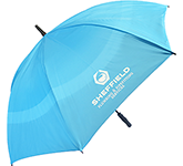 Custom logo branded Fibrestorm Auto Double Canopy Eco Golf Umbrellas with full colour print