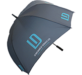 Fibrestorm Auto Square Golf Umbrellas branded with company logos for outdoor promotions