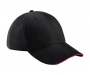 Beechfield Athletic Leisure 6 Panel Caps - Black/Red