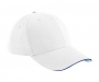Beechfield Athletic Leisure 6 Panel Caps - White/Royal