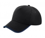 Beechfield Authentic 5 Panel Piped Peak Caps - Black/Royal