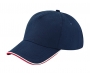 Beechfield Authentic 5 Panel Piped Peak Caps - Navy/Red/White