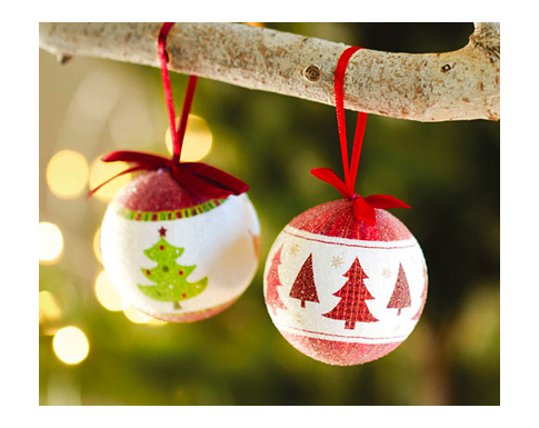 Snowy Christmas Baubles - Red