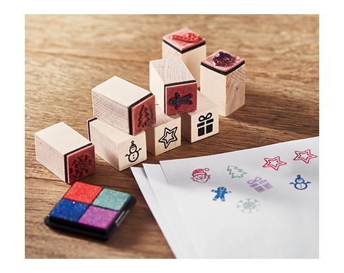 Halifax Wooden Christmas Stamps Set - Natural