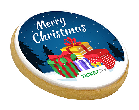 5cm Round Shortbread Christmas Biscuits - Natural