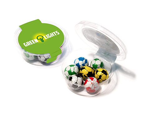 Eco Midi Pots - Foil Wrapped Chocolate Footballs