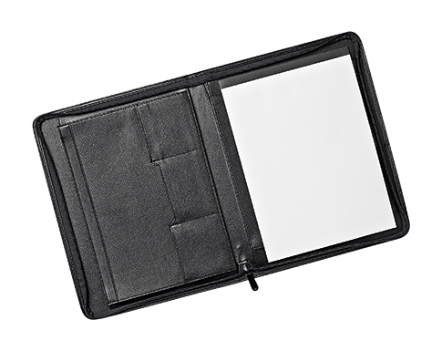 Horbury Bonded Leather Zipped Conference Folders - Black