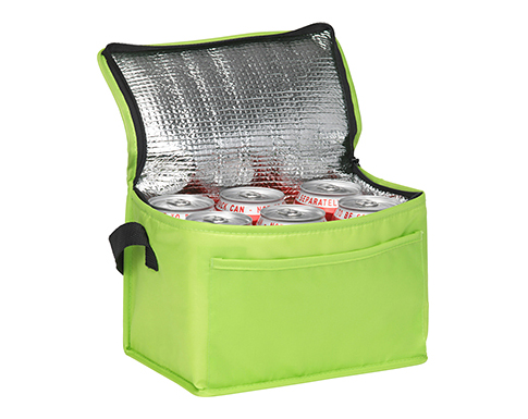Taurus 6 Can Eco Recycled Foldable Cooler Bags - Lime Green
