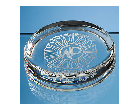 Wicklow 9cm Round Glass Paperweights - Clear