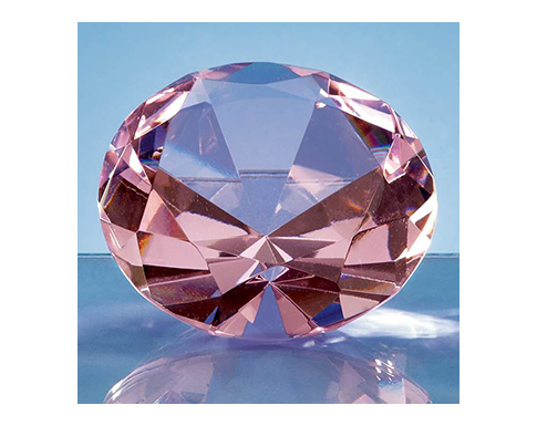 Saturn 8cm Optical Crystal Pink Diamond Paperweights - Pink