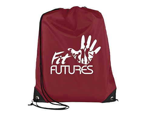 Essential Recyclable Polyester Budget Drawstring Bags - Burgundy