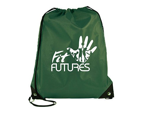 Essential Recyclable Polyester Budget Drawstring Bags - Forest Green