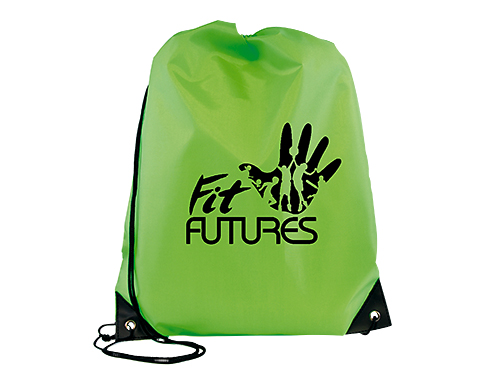 Essential Recyclable Polyester Budget Drawstring Bags - Lime