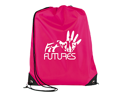 Essential Recyclable Polyester Budget Drawstring Bags - Magenta