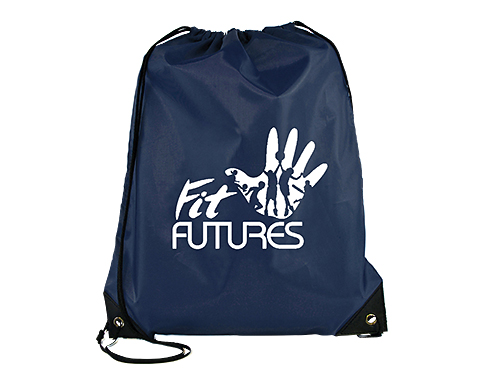 Essential Recyclable Polyester Budget Drawstring Bags - Navy Blue
