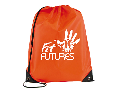 Essential Recyclable Polyester Budget Drawstring Bags - Orange