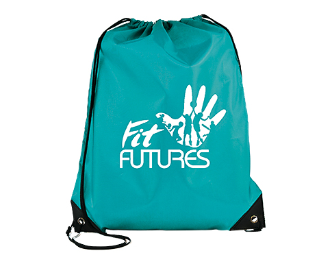 Essential Recyclable Polyester Budget Drawstring Bags - Teal