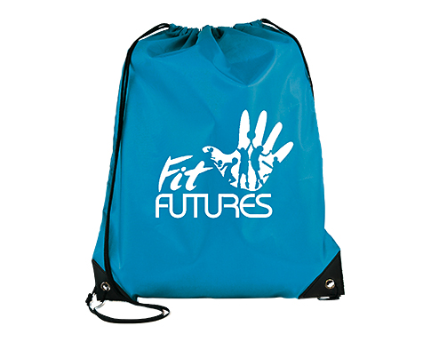 Essential Recyclable Polyester Budget Drawstring Bags - Turquoise