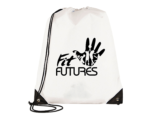 Essential Recyclable Polyester Budget Drawstring Bags - White