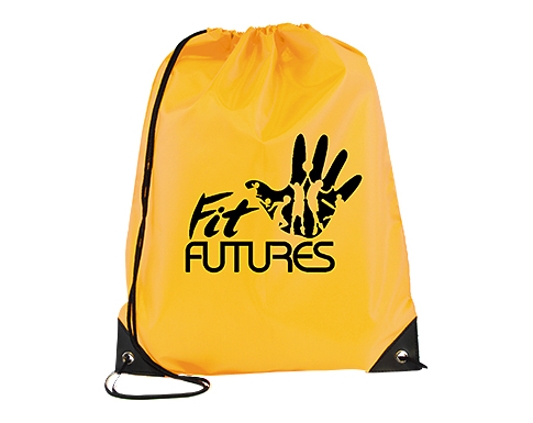Essential Recyclable Polyester Budget Drawstring Bags - Yellow